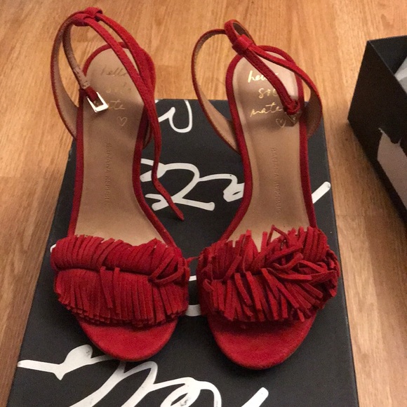 Banana Republic Red Suede Heels Honey Bis - Picture 2 of 4